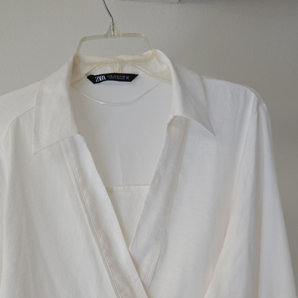 Zara Cream Wrap Blouse SkU28